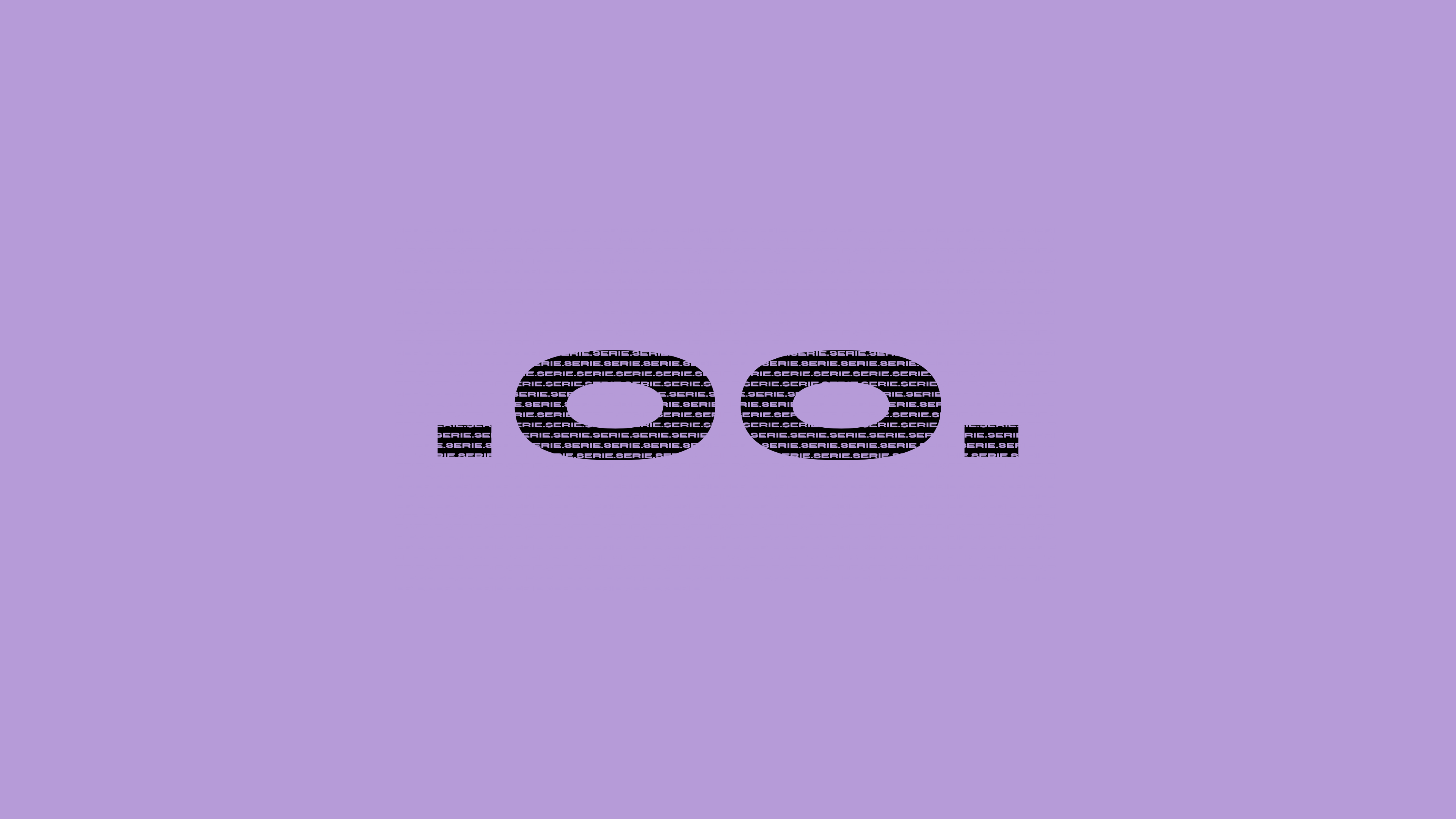 Typo-Grafik "SERIE. 00." in Syne ExtraBold, schwarze Schrift mit Wortmuster "SERIE." als Textur, auf Fliederfarbenem Hintergrund. FINESTBOY Markenelement.