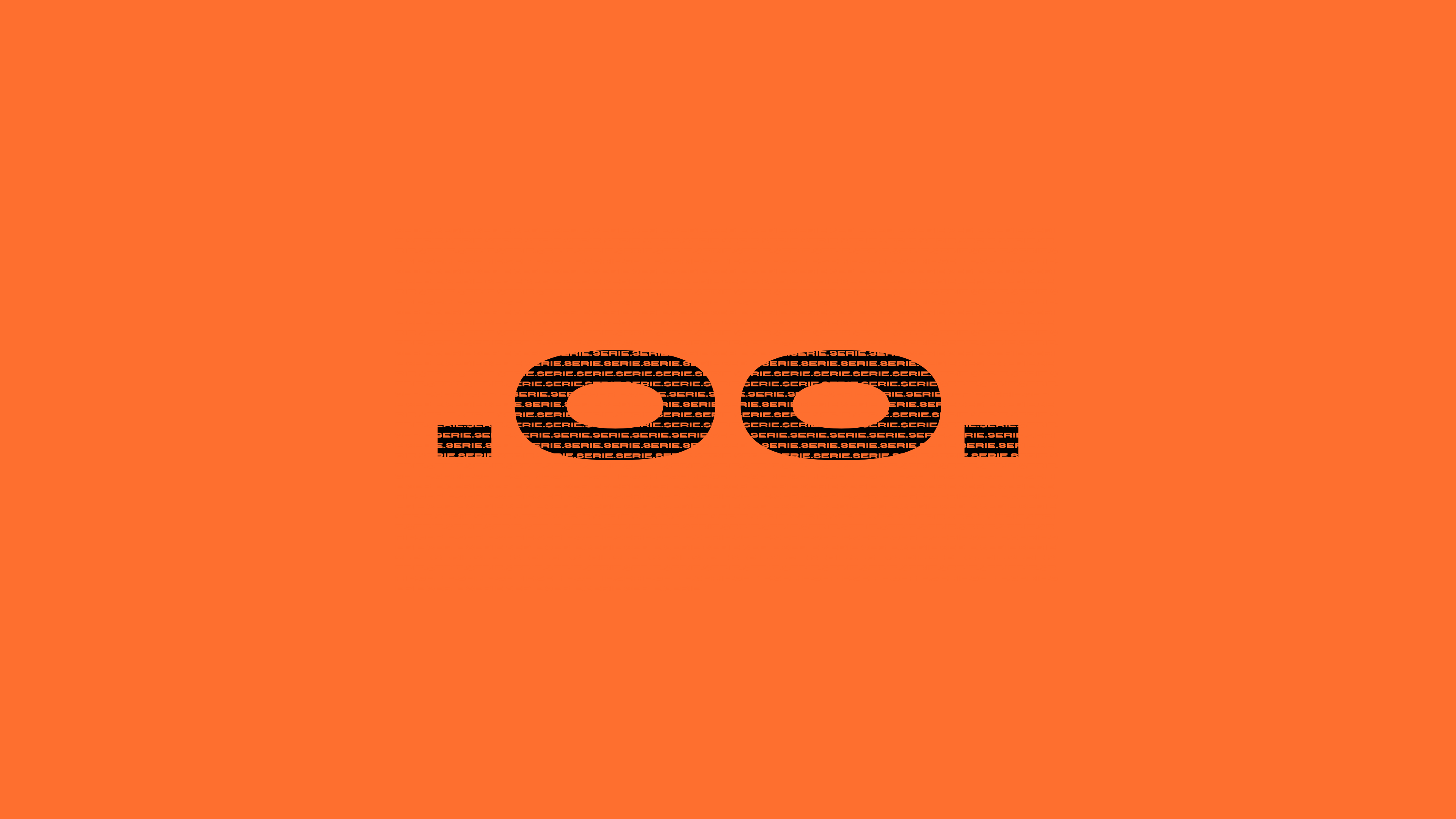 Typo-Grafik "SERIE. 00." in Syne ExtraBold, schwarze Schrift mit Wortmuster "SERIE." als Textur, auf Orangefarbenem Hintergrund. FINESTBOY Markenelement.